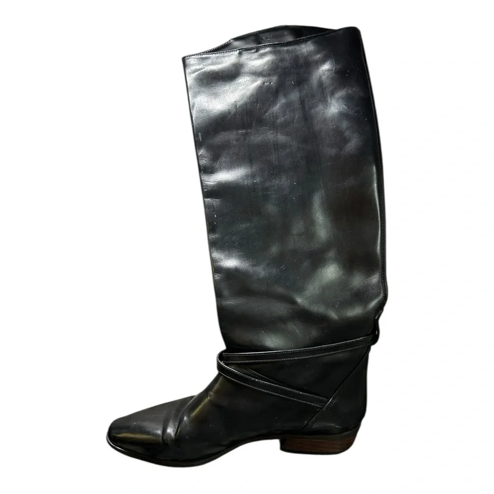 Guess black leather, vintage boots, straps and buckles, moto boots, vintage 90s